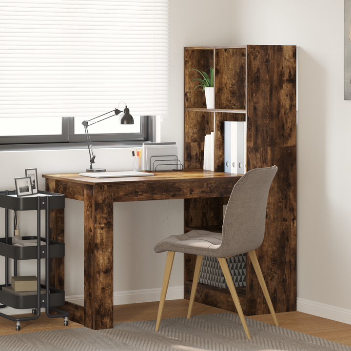Bord med hylde Røget eg 122 x 67 x 145 cm Konstrueret træ