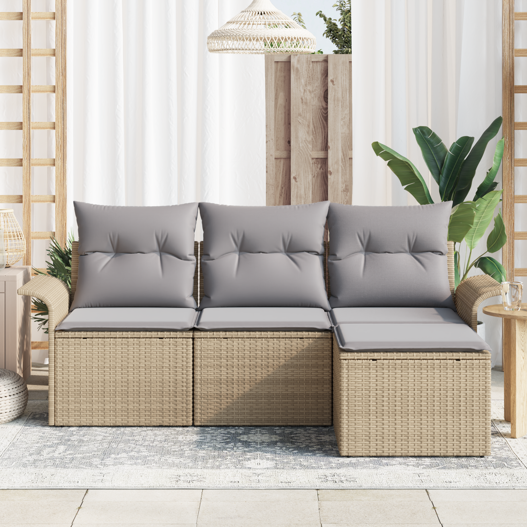 Sofa Sæt med pude 4 pcs Beige polyrattan
