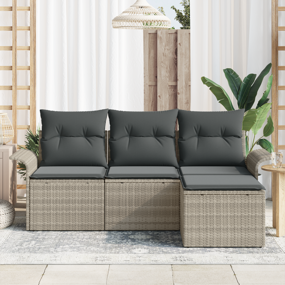 Sofa Sæt med pude 4 pcs Grå polyrattan