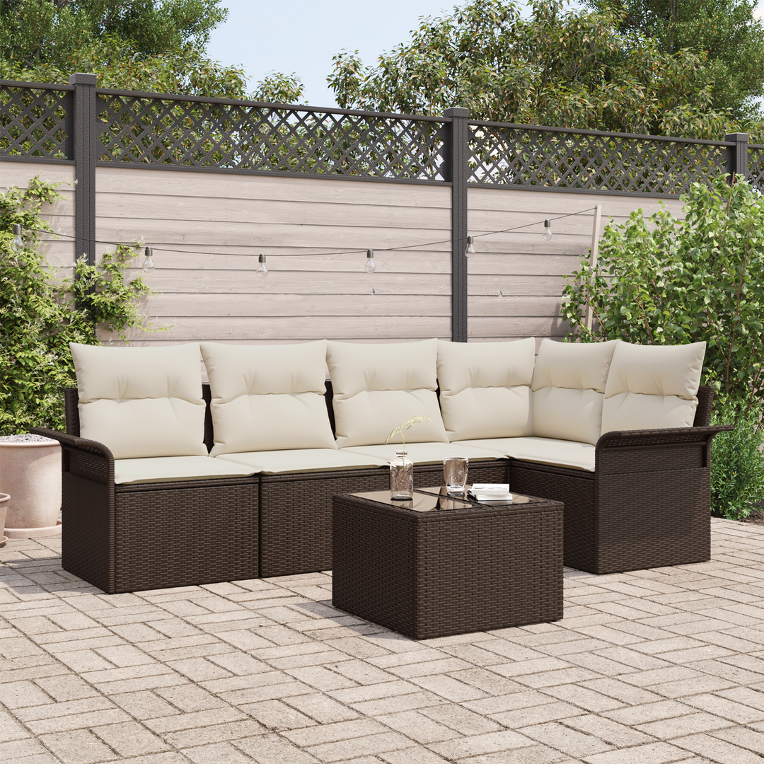Havesofa Sæt med pude 6 pcs polyrattan