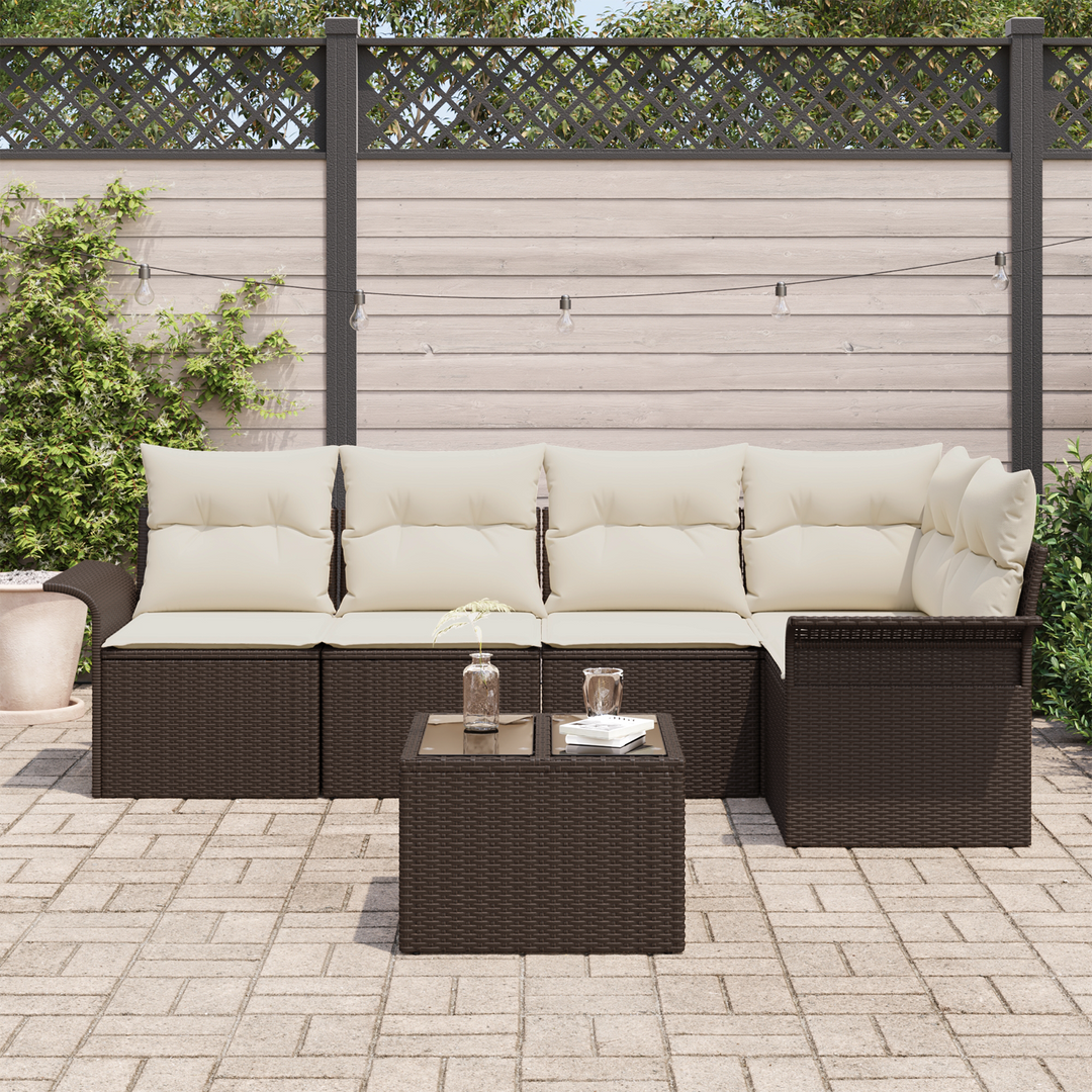 Havesofa Sæt med pude 6 pcs polyrattan