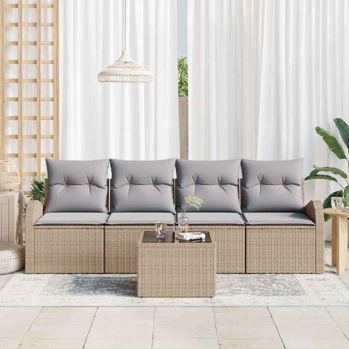 Havesofa Sæt Beige 55 x 55 x 37 cm polyrattan