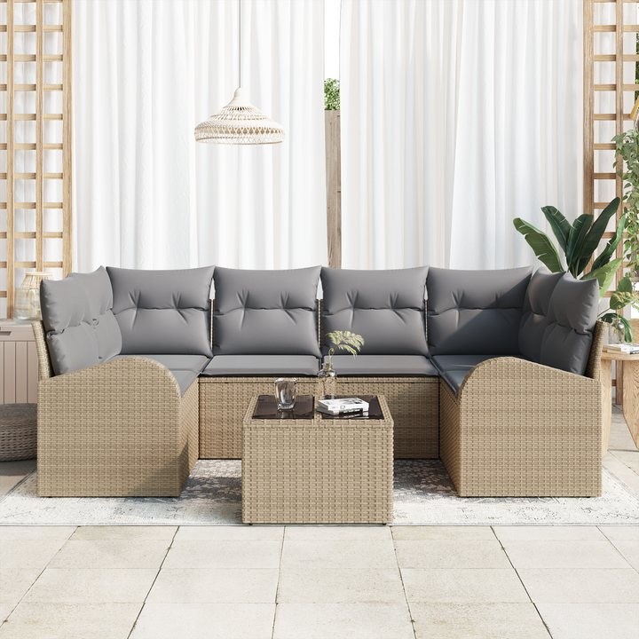Havesofa Sæt Beige 55 x 55 x 37 cm polyrattan