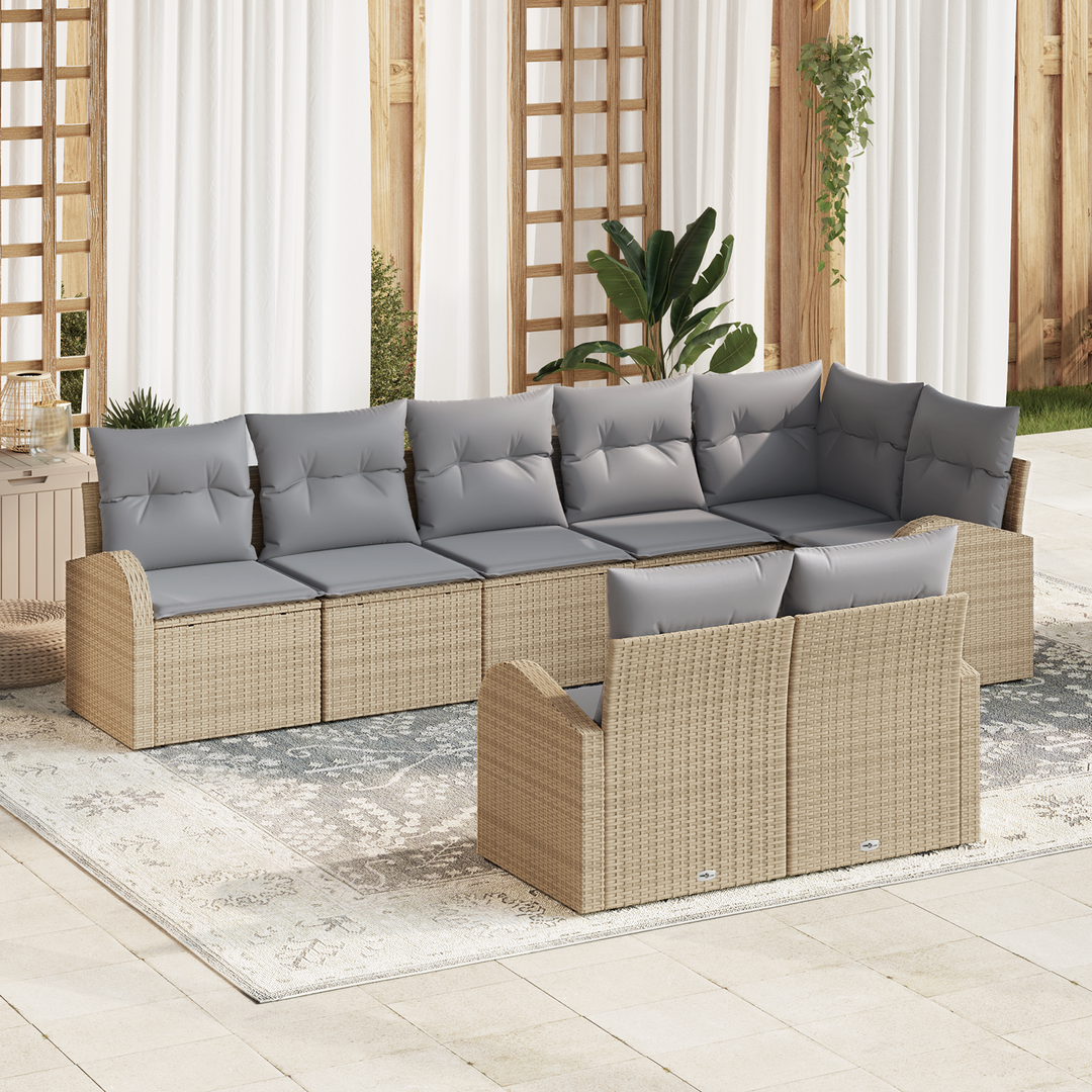 Havesofa Sæt 8 pcs polyrattan