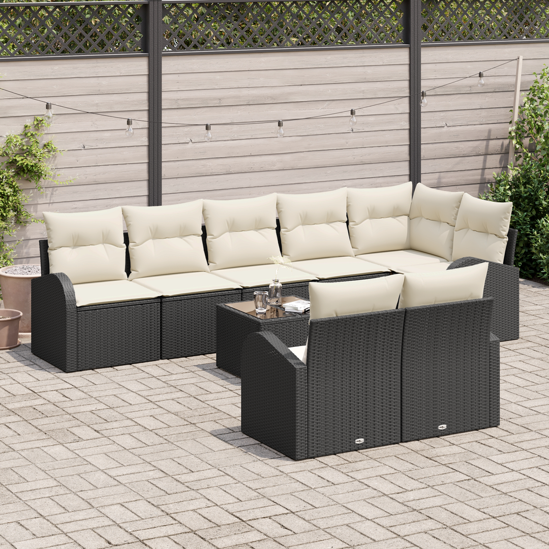 Havesofa Sæt Sort og Cream 55 x 55 x 37 cm polyrattan