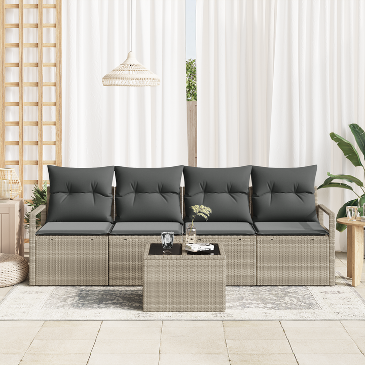 Sofa Sæt 5 pcs Lys grå og Mørk grå polyrattan