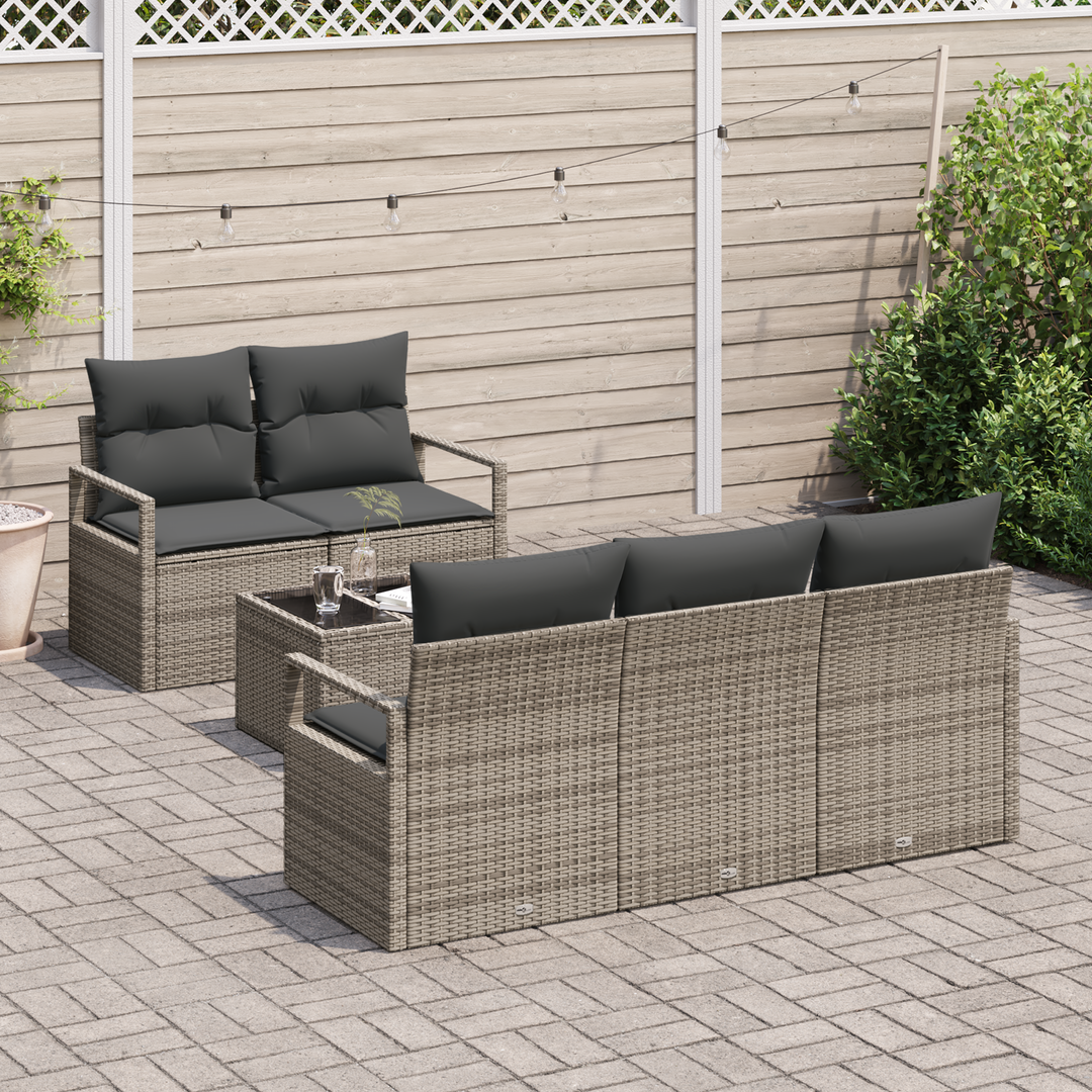 Sofa Sæt med pude 6 pcs Grå polyrattan