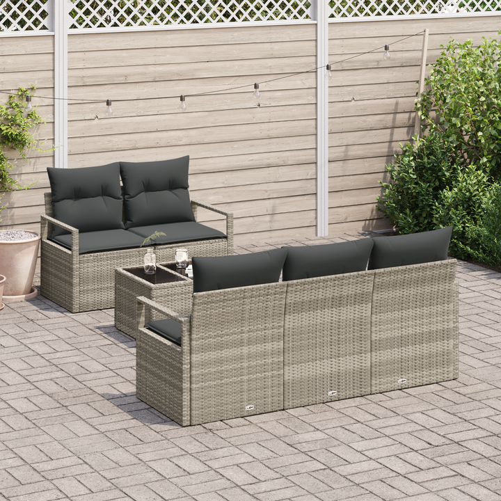 Sofa Sæt med pude 6 pcs Lysegrå polyrattan