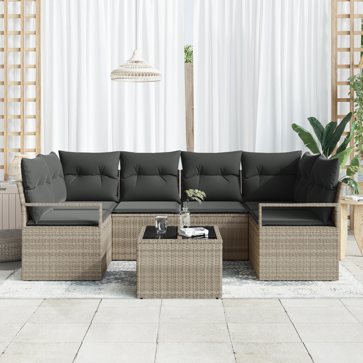 Sofa Sæt 7 pcs Lys grå og Mørk grå polyrattan