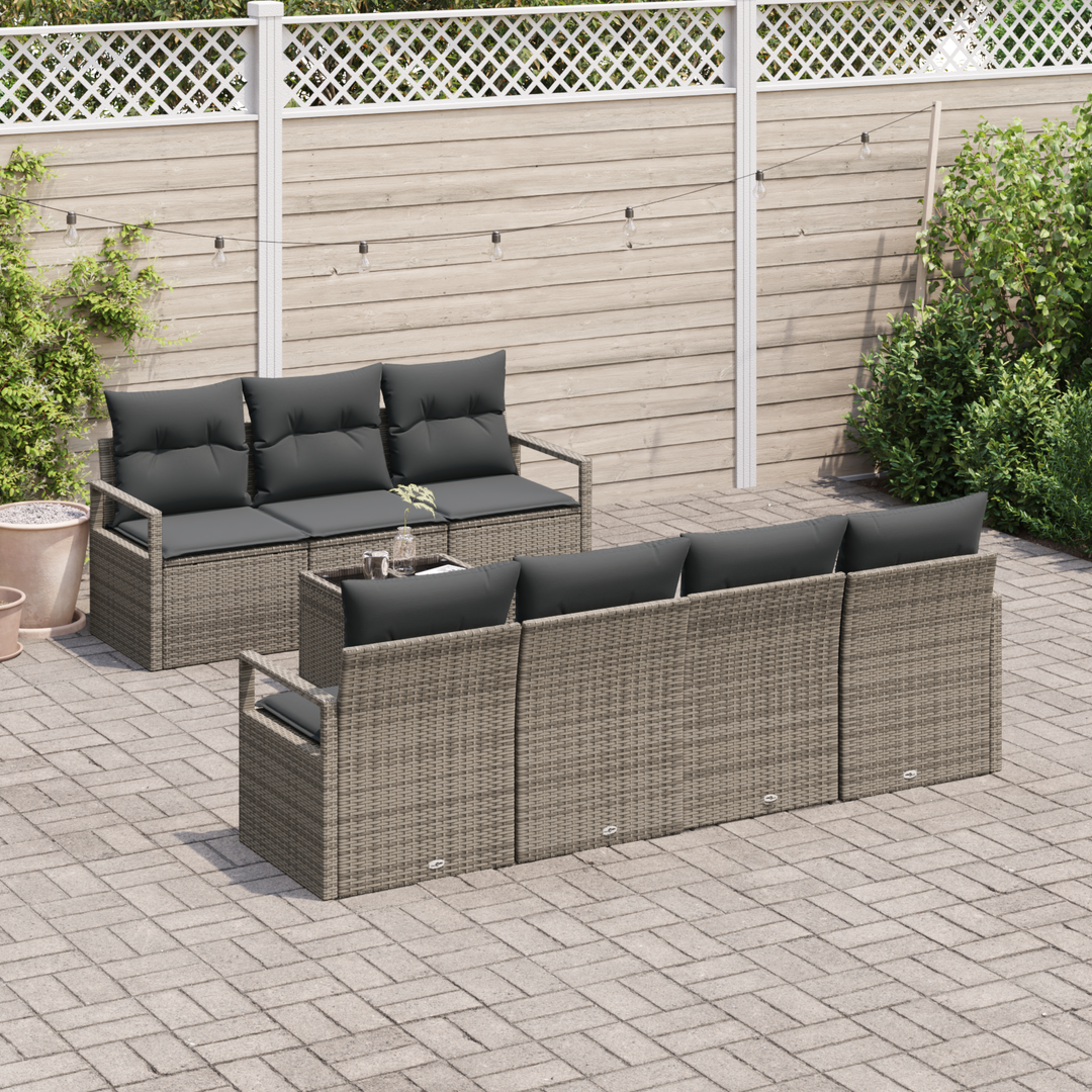 Sofa Sæt med pude 8 pcs Grå polyrattan