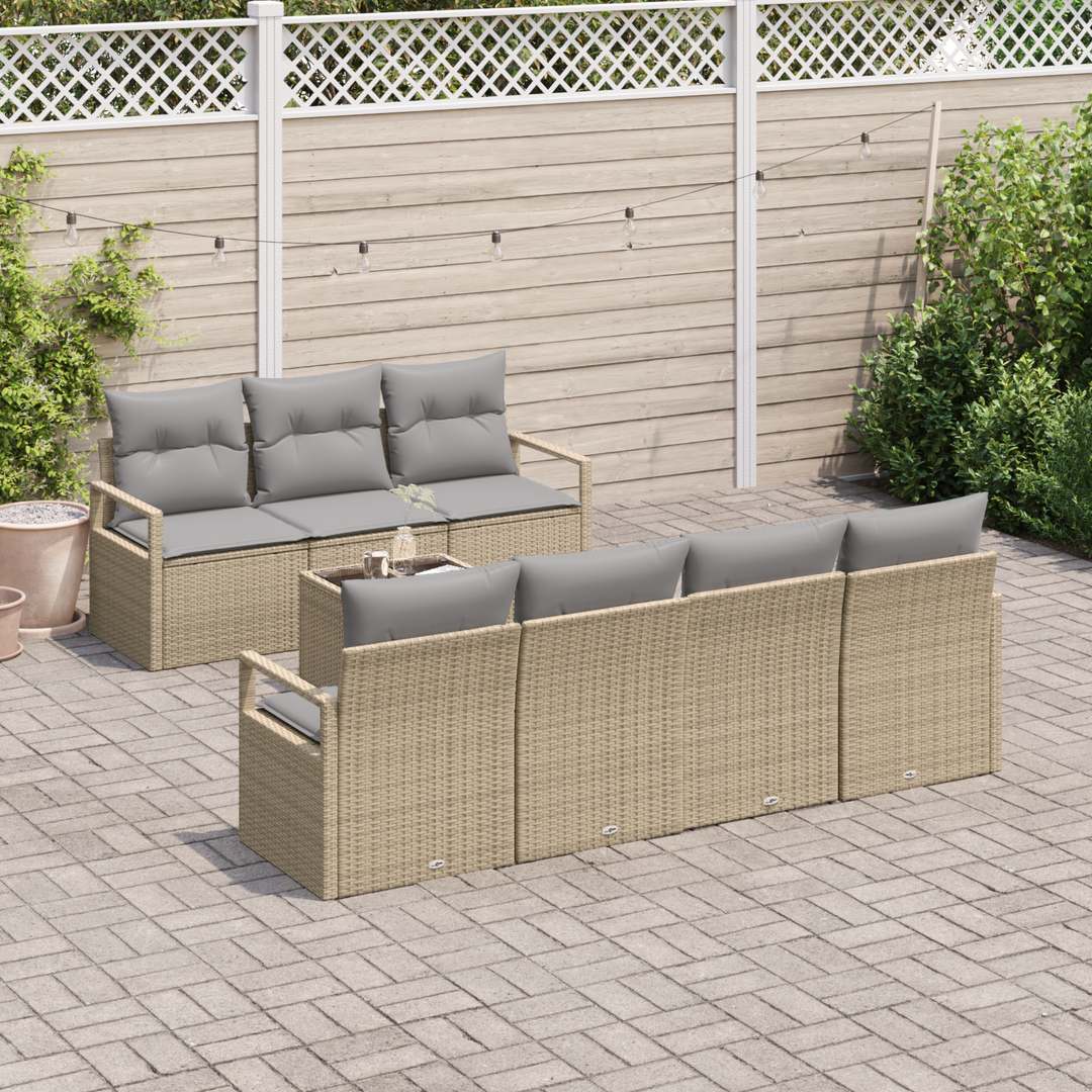Sofa Sæt med pude 8 pcs Beige og grå polyrattan