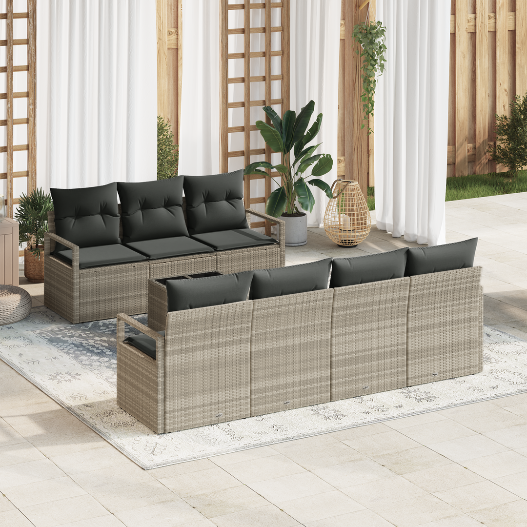 Sofa Sæt med pude 8 pcs Lysegrå polyrattan