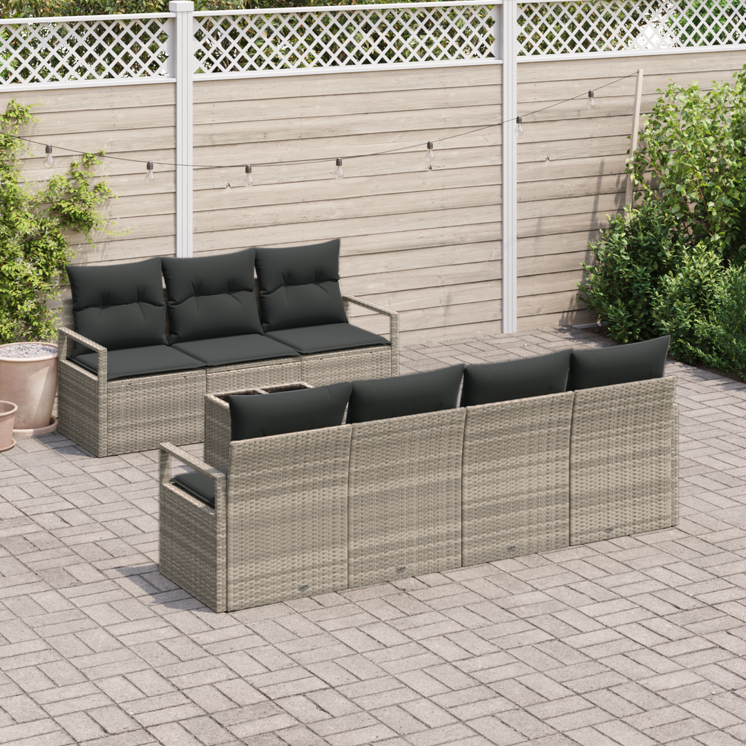 Sofa Sæt med pude 8 pcs Lysegrå polyrattan