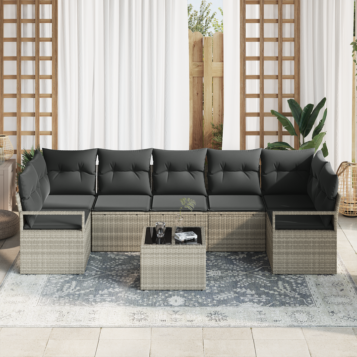 Sofa Sæt 8 pcs Lysegrå og mørkegrå polyrattan