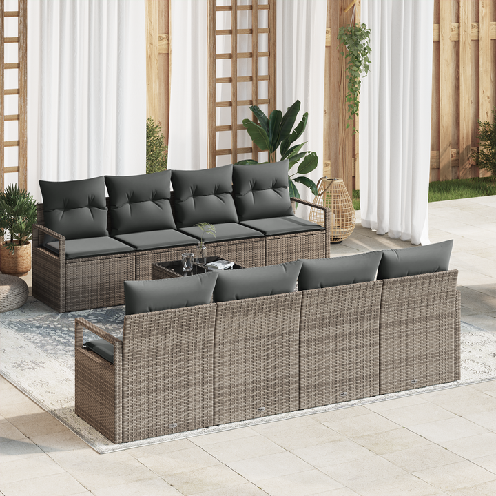 Sofa Sæt med pude 7 pcs Grå polyrattan