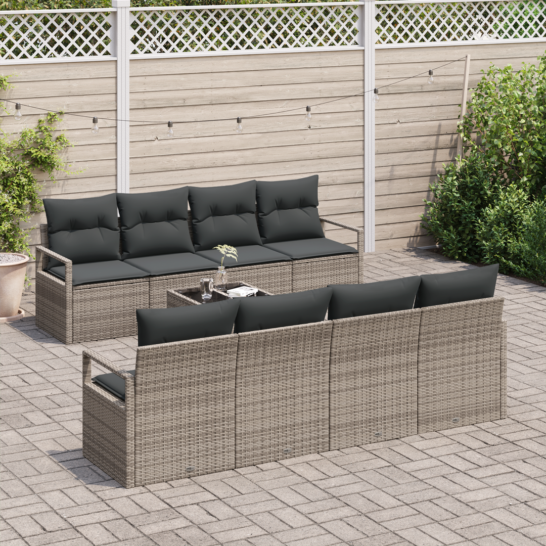 Sofa Sæt med pude 7 pcs Grå polyrattan