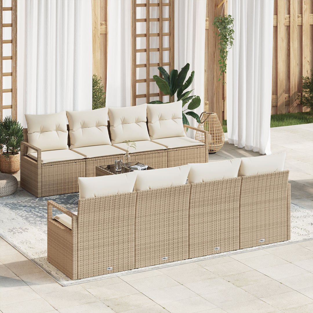 Sofa Sæt med pude 7 pcs Beige og creme polyrattan