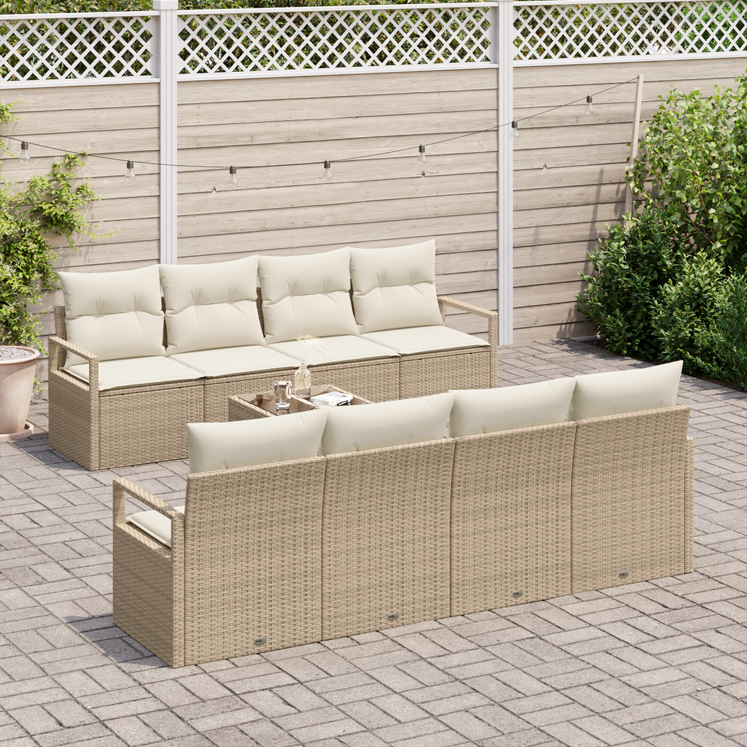 Sofa Sæt med pude 7 pcs Beige og creme polyrattan