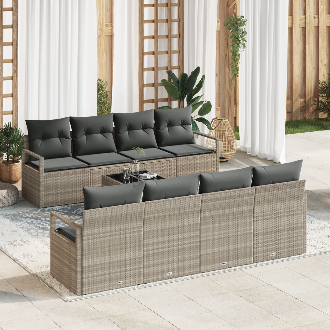Sofa Sæt med pude 7 pcs Lysegrå polyrattan