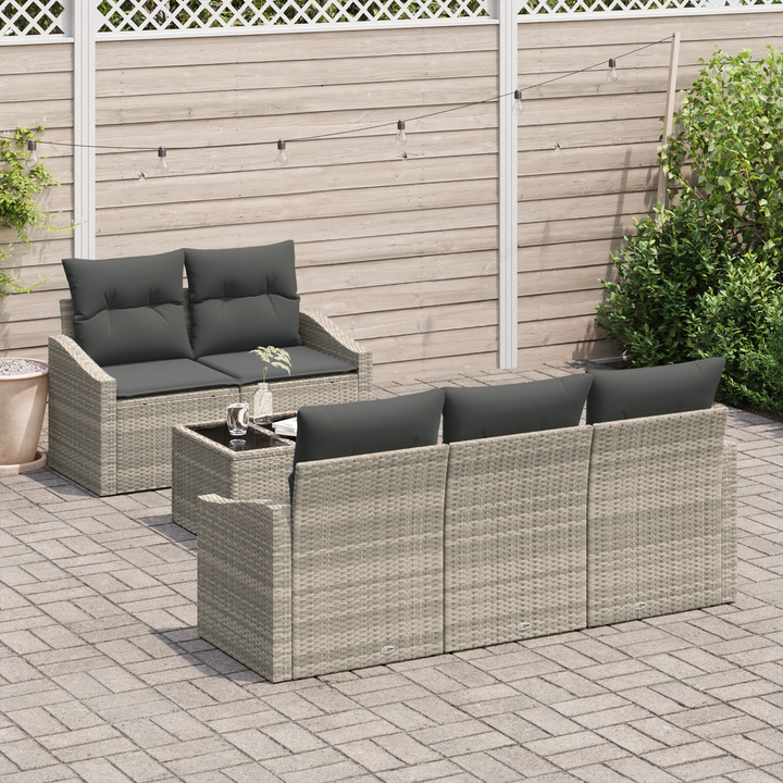 Sofa Sæt med pude med pude 6 pcs Lysegrå polyrattan