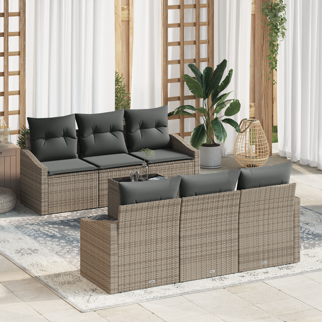 Sofa Sæt med pude med pude 7 pcs Grå polyrattan
