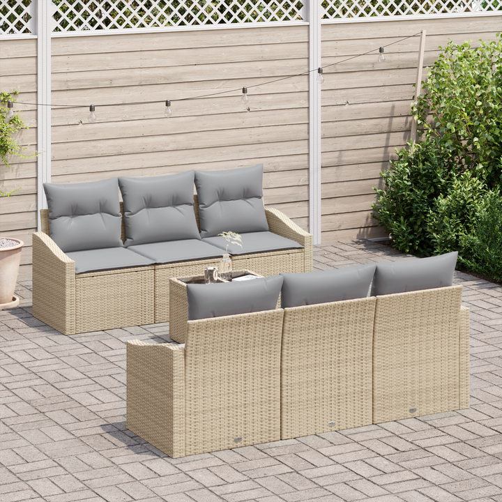 Sofa Sæt med pude med pude 7 pcs Beige og lys grå polyrattan
