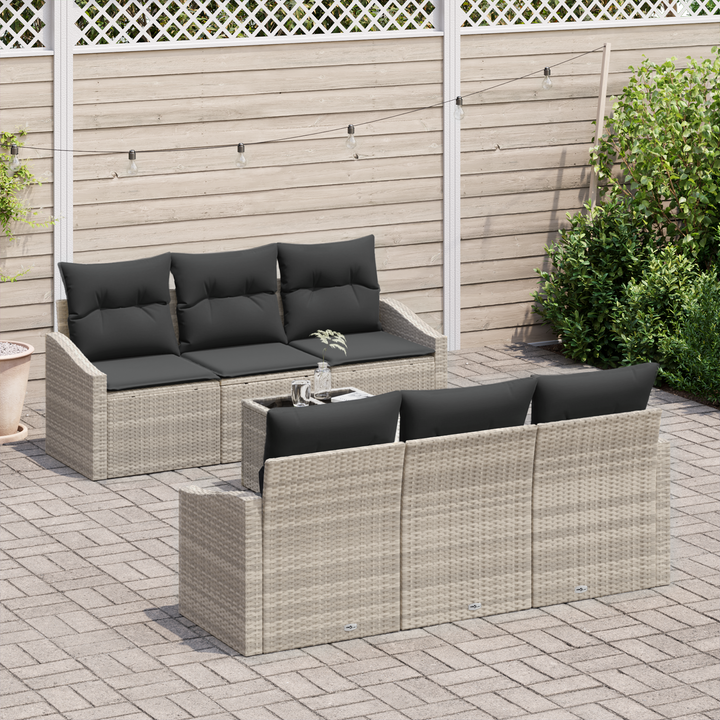 Sofa Sæt med pude med pude 7 pcs Lysegrå polyrattan
