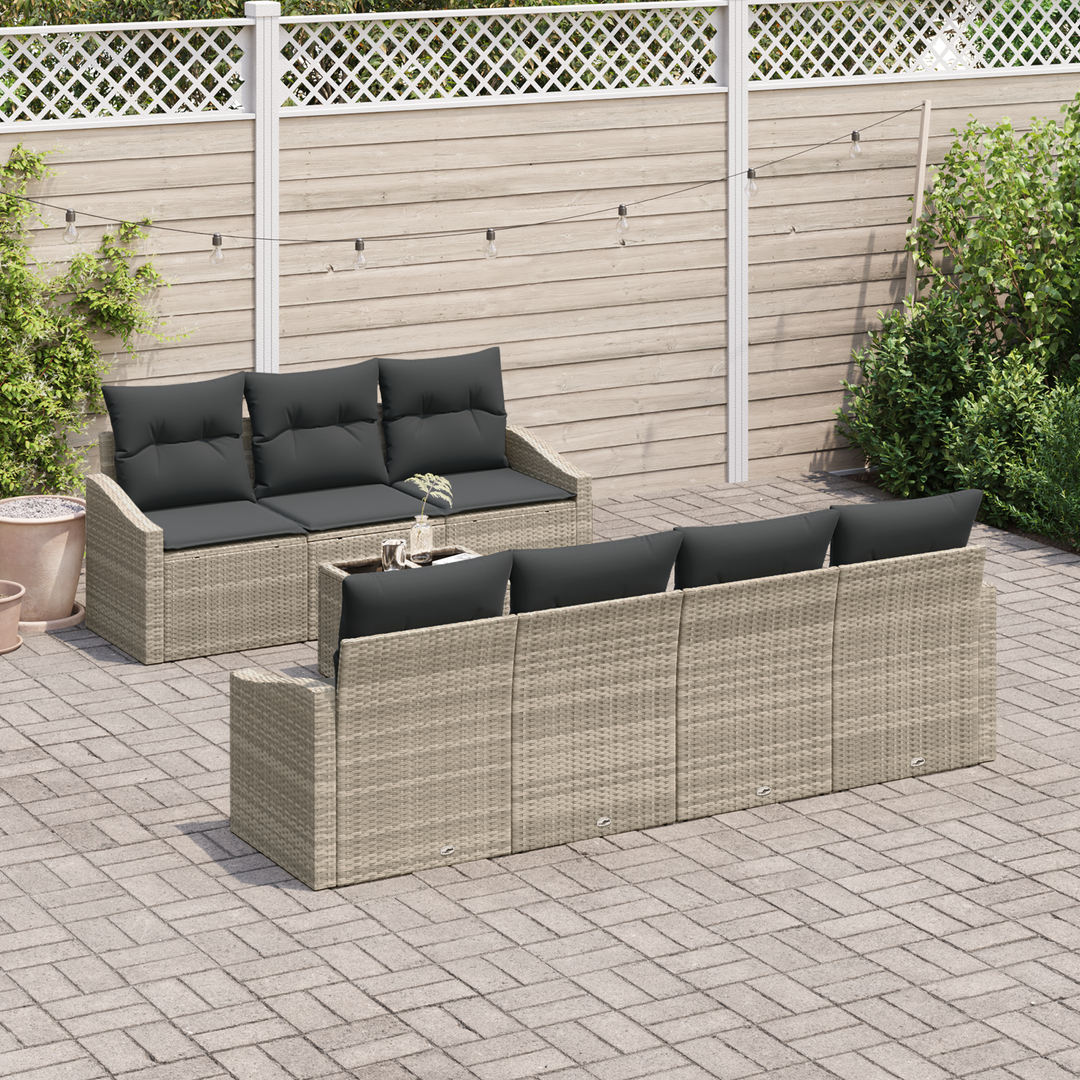 Sofa Sæt med pude med pude 8 pcs Lysegrå polyrattan