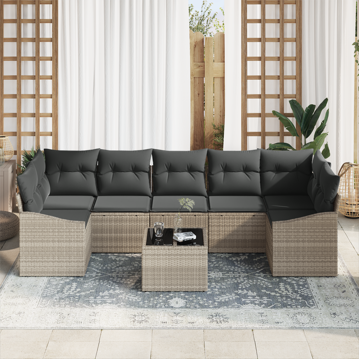 Sofa Sæt med pude med pude Lysegrå 55 x 55 x 37 cm polyrattan