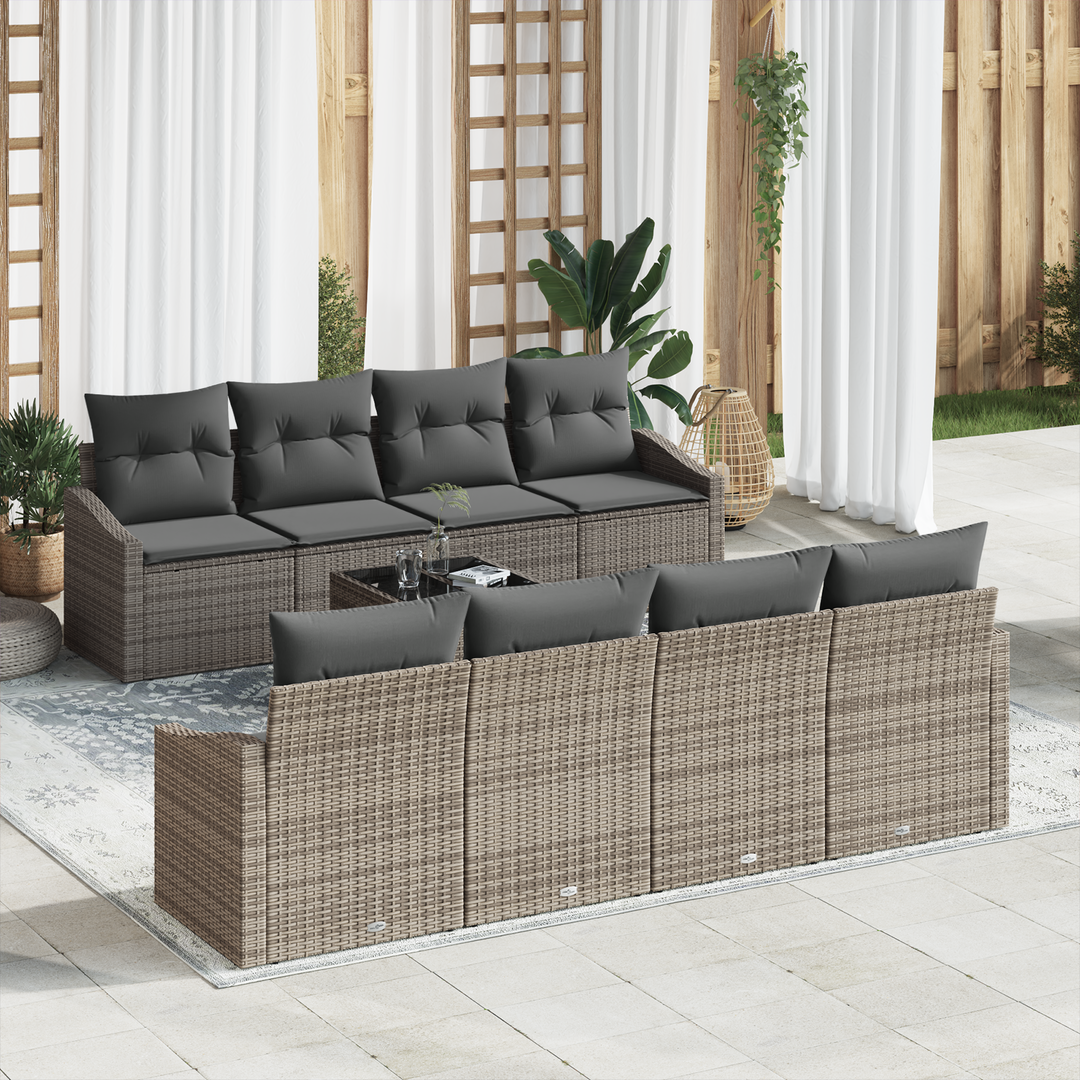 Sofa Sæt med pude med pude 9 pcs Grå polyrattan