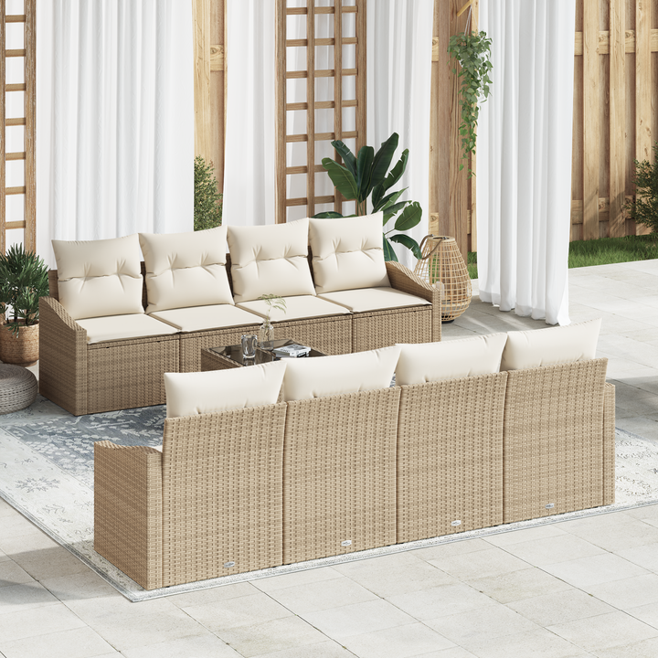 Sofa Sæt med pude med pude 9 pcs Beige og creme polyrattan