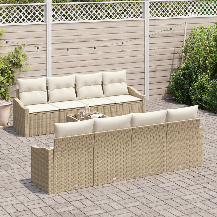 Sofa Sæt med pude med pude 9 pcs Beige og creme polyrattan