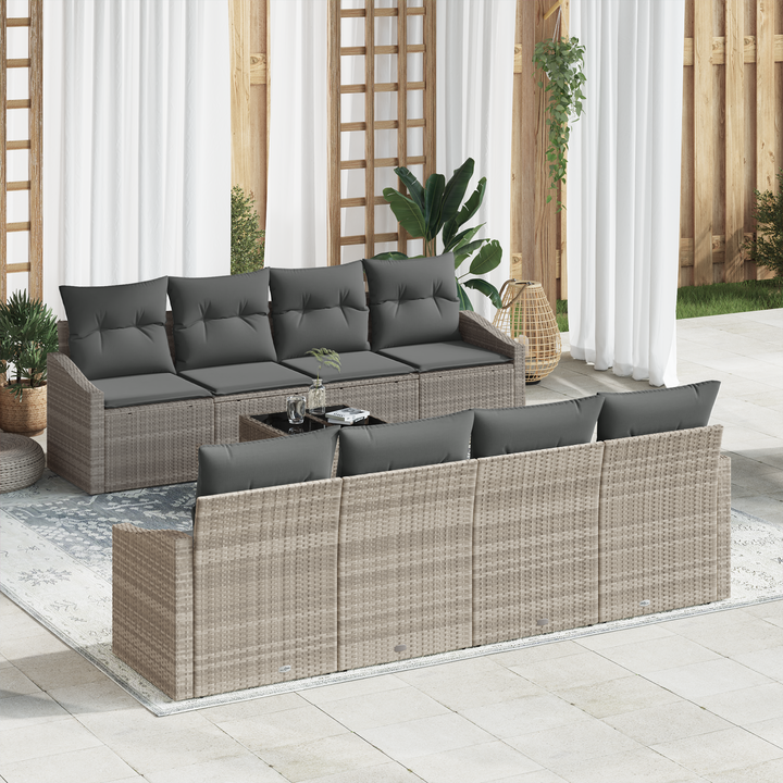 Sofa Sæt med pude med pude 9 pcs Lysegrå polyrattan