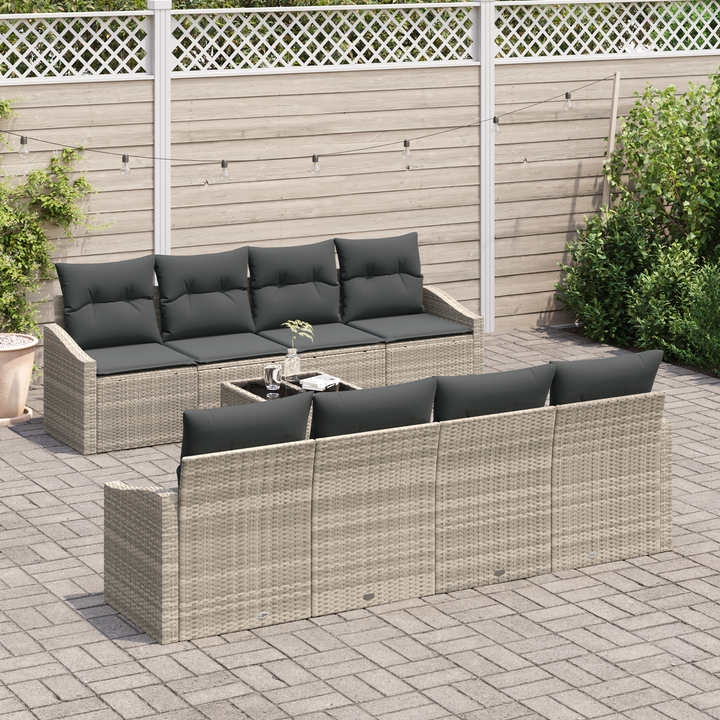 Sofa Sæt med pude med pude 9 pcs Lysegrå polyrattan