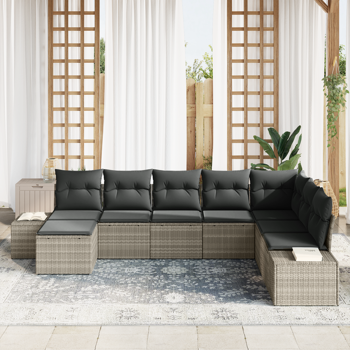 Havesofa Sæt med pude 8 pcs polyrattan