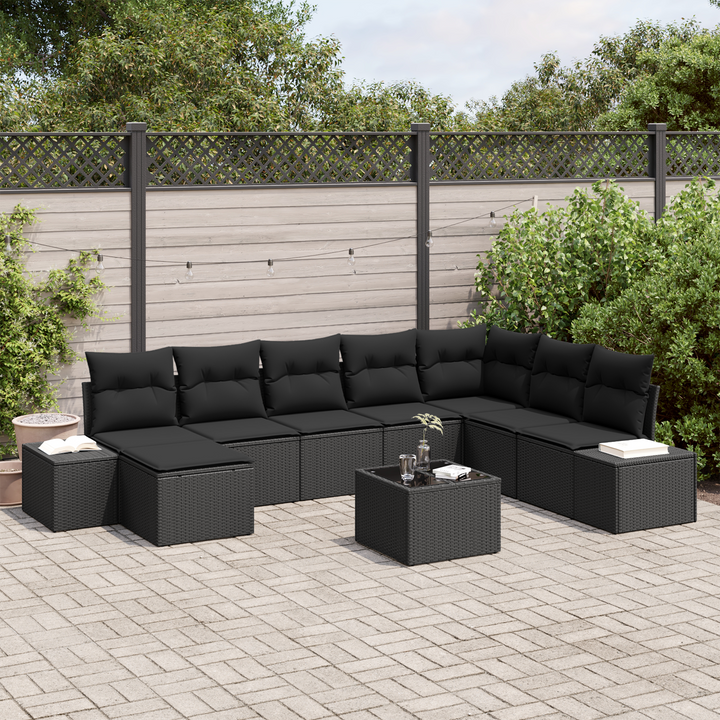 Havesofa Sæt med pude 9 pcs polyrattan