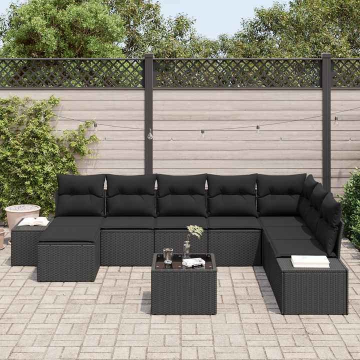 Havesofa Sæt med pude 9 pcs polyrattan