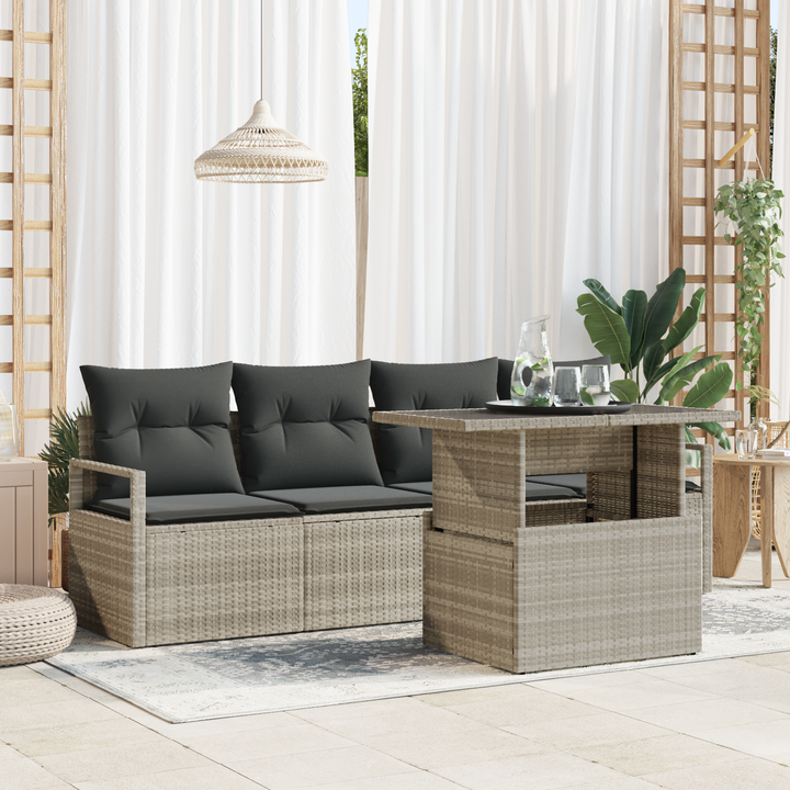 Havesofa Sæt med opbevaring 5 pcs Let i vægt polyrattan