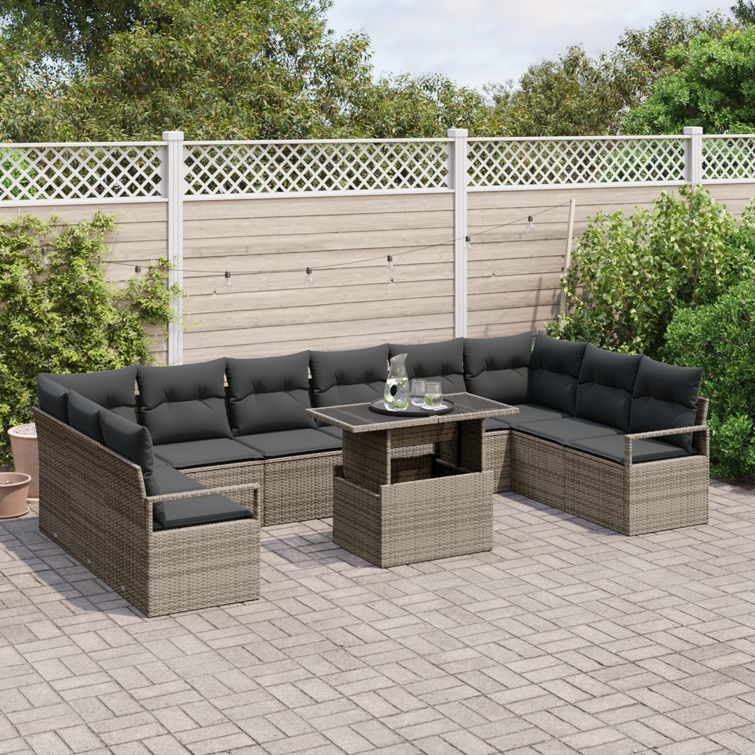 Havesofa Sæt med pude 11 pcs Grå polyrattan