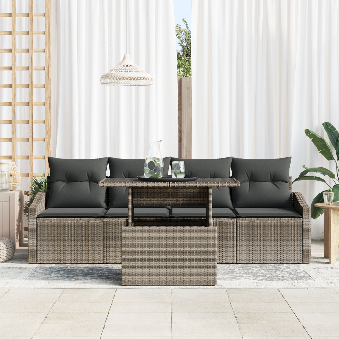 Havesofa Sæt med pude 5 pcs Grå polyrattan