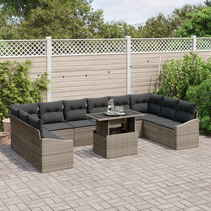 Sofa Sæt med pude 11 pcs Grå polyrattan