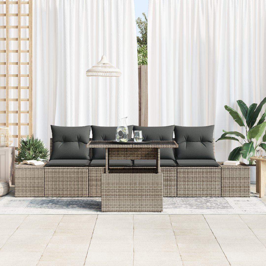 Sofa Sæt med pude 5 pcs Grå polyrattan