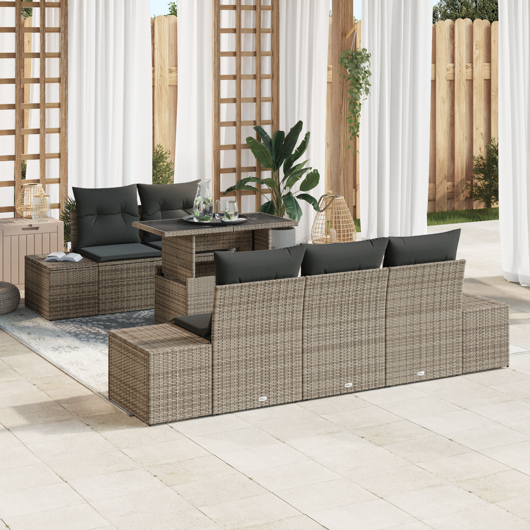 Sofa Sæt med pude 6 pcs Grå polyrattan
