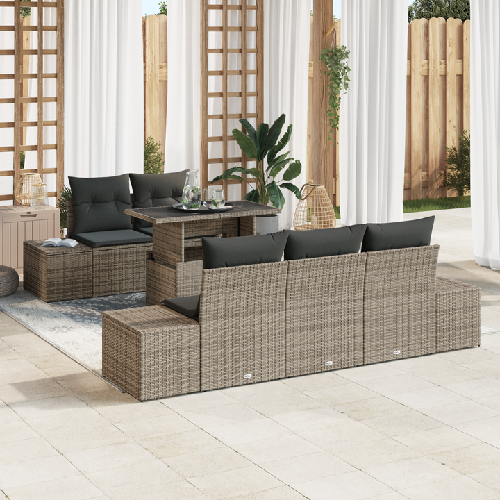 Sofa Sæt med pude 6 pcs Grå polyrattan