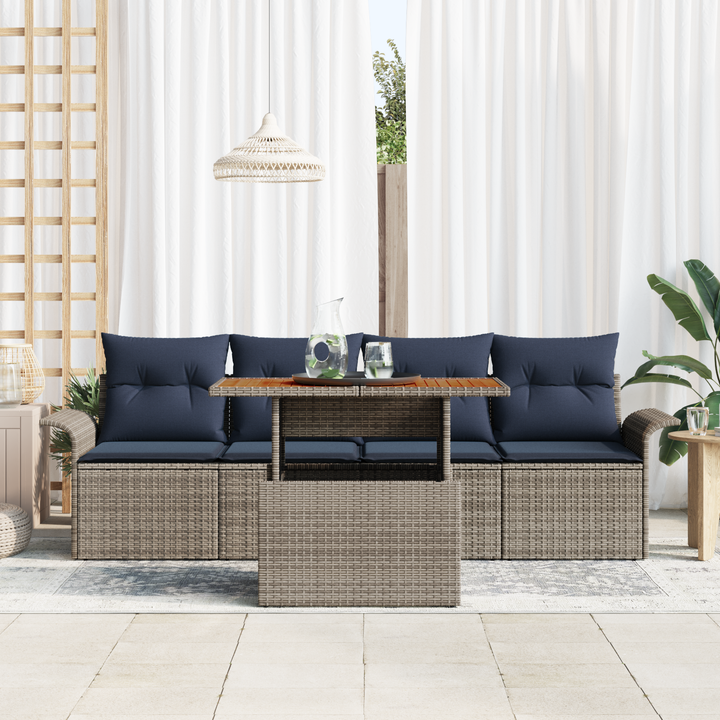 Havesofa Sæt med pude 5 pcs grå og marineblå