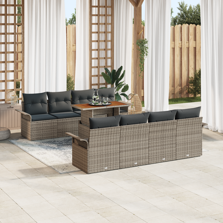 Havesofa Sæt med pude 7 pcs Grå polyrattan