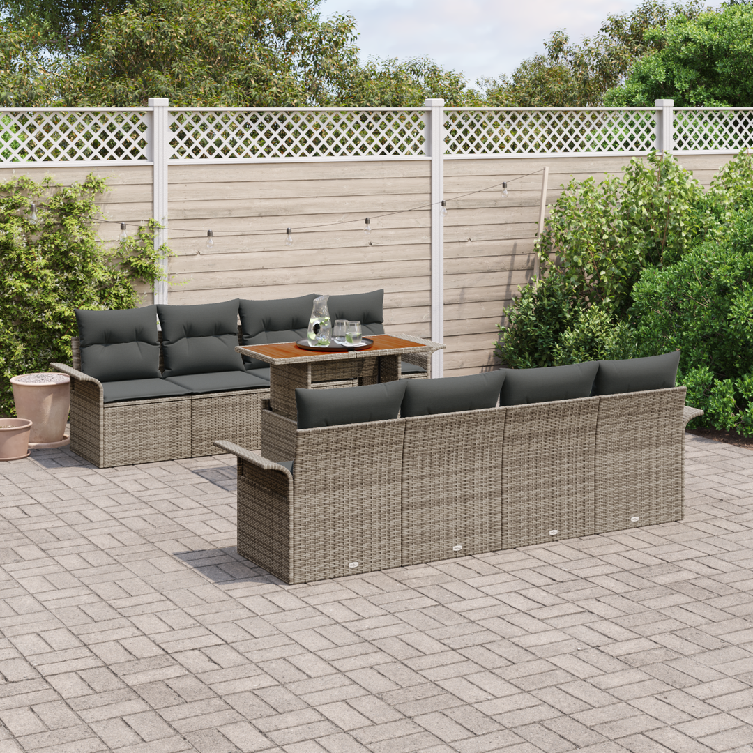 Havesofa Sæt med pude 7 pcs Grå polyrattan