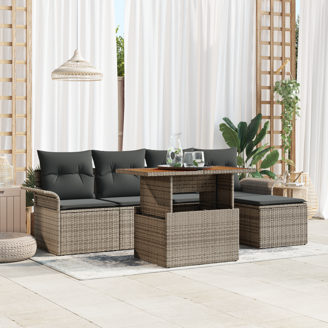 Havesofa Sæt med pude 6 pcs Grå
