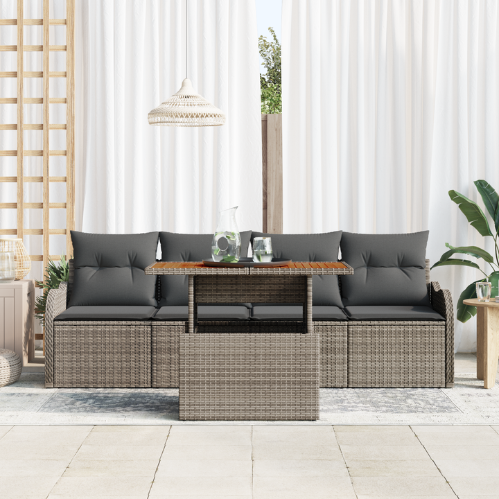 Havesofa Sæt med pude 5 pcs Grå polyrattan