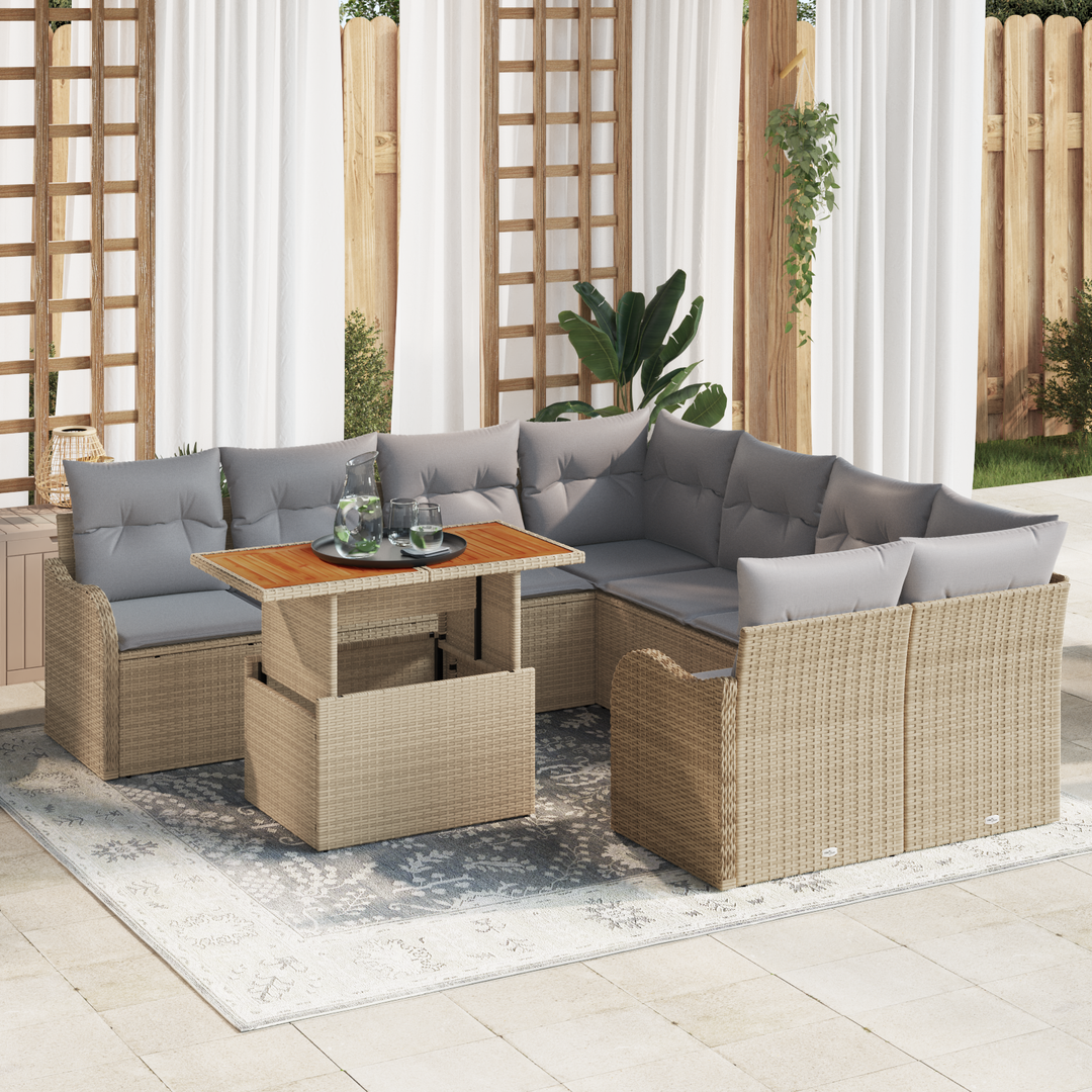 Havesofa Sæt med pude 7 pcs beige og lysegrå